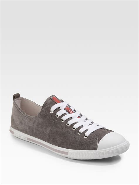 prada sneakers grey|Prada suede sneakers men.